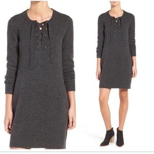 Madewell Lace Up Sweater Dress Gray Long Sleeve Women’s Size Medium